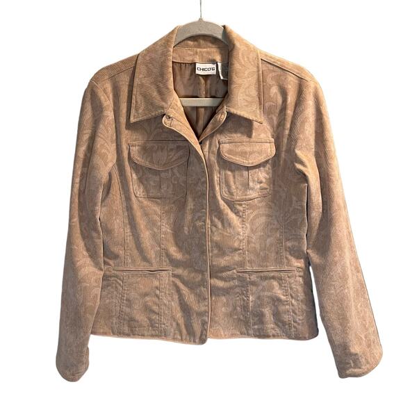 Chico’s Corduroy Palia Jacket Size Small in Camel Jacquard Damask - Picture 8 of 13